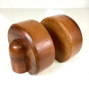 Vtg 1970s Oregon Myrtlewood Products Mid Century Modern BookEnds MCM Art Deco